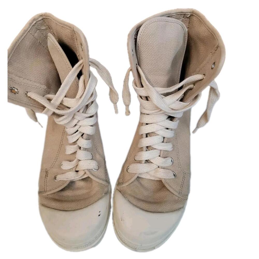 Buggy MADE IN FRANCE Women's Canvas Ankle Boots Lace Up Size 37/US 6
